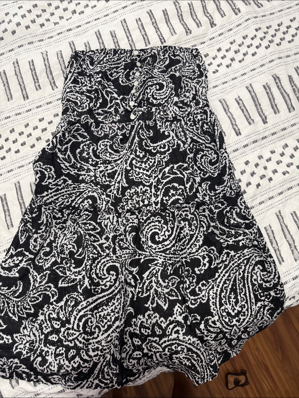 American Eagle Outfitters Black and White Paisley A-Line dress